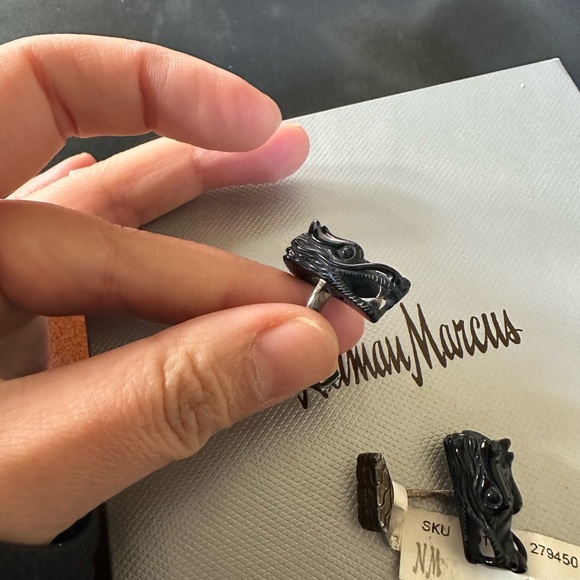 NWT John Hardy nagas dragon black cuff links .925 sterling silver - Picture 4 of 6